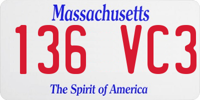 MA license plate 136VC3