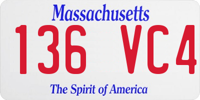 MA license plate 136VC4