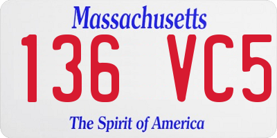 MA license plate 136VC5