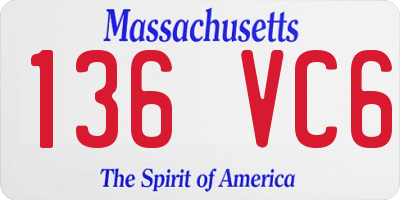 MA license plate 136VC6