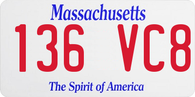 MA license plate 136VC8