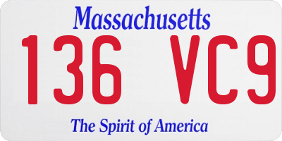 MA license plate 136VC9