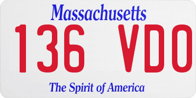 MA license plate 136VD0