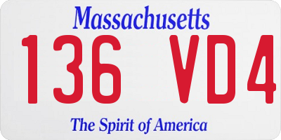 MA license plate 136VD4