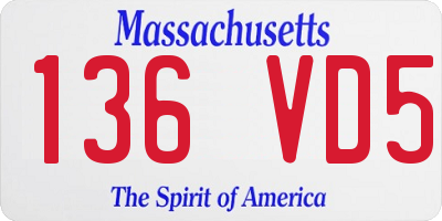 MA license plate 136VD5