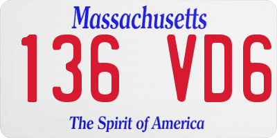 MA license plate 136VD6