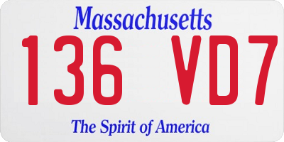 MA license plate 136VD7