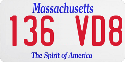 MA license plate 136VD8