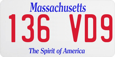 MA license plate 136VD9