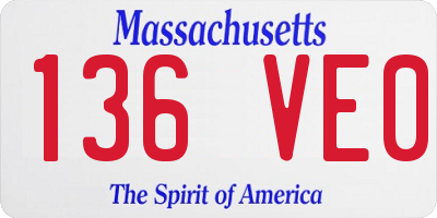 MA license plate 136VE0