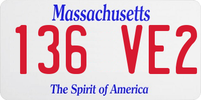 MA license plate 136VE2
