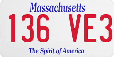 MA license plate 136VE3