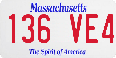 MA license plate 136VE4