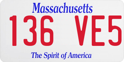 MA license plate 136VE5