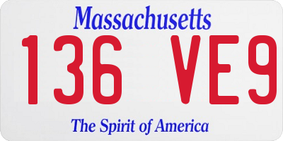 MA license plate 136VE9