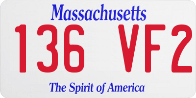 MA license plate 136VF2