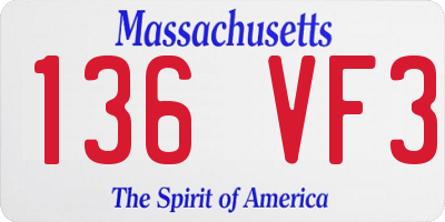 MA license plate 136VF3