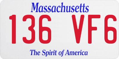 MA license plate 136VF6