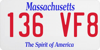 MA license plate 136VF8