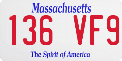 MA license plate 136VF9