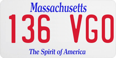 MA license plate 136VG0