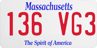 MA license plate 136VG3