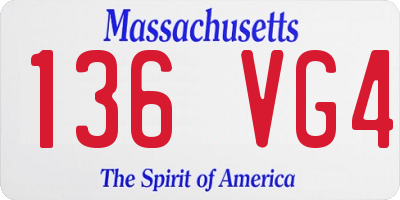 MA license plate 136VG4