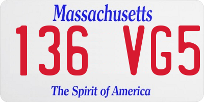 MA license plate 136VG5
