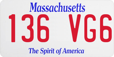 MA license plate 136VG6