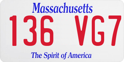 MA license plate 136VG7