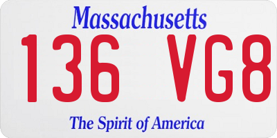 MA license plate 136VG8