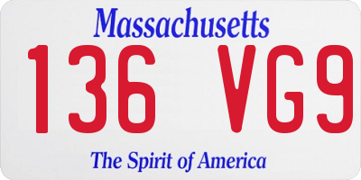 MA license plate 136VG9