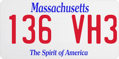 MA license plate 136VH3