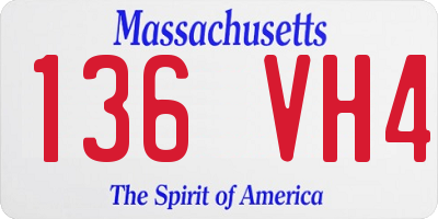 MA license plate 136VH4