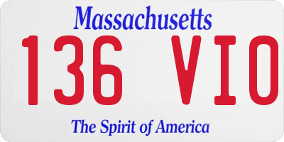 MA license plate 136VI0