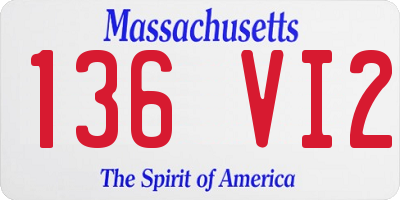 MA license plate 136VI2