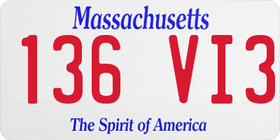 MA license plate 136VI3