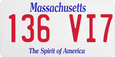 MA license plate 136VI7