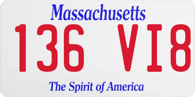 MA license plate 136VI8