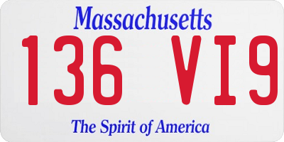 MA license plate 136VI9