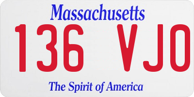 MA license plate 136VJ0