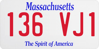 MA license plate 136VJ1