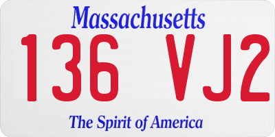 MA license plate 136VJ2