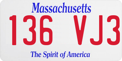 MA license plate 136VJ3
