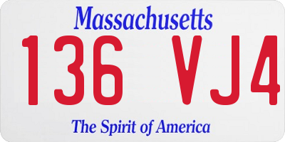 MA license plate 136VJ4