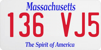 MA license plate 136VJ5
