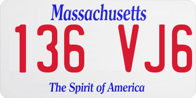 MA license plate 136VJ6