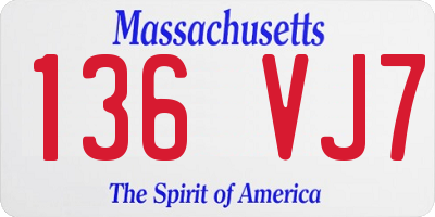 MA license plate 136VJ7