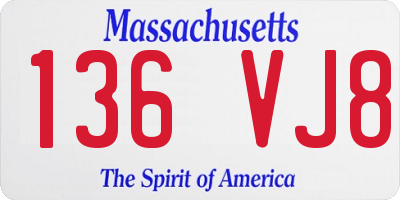 MA license plate 136VJ8