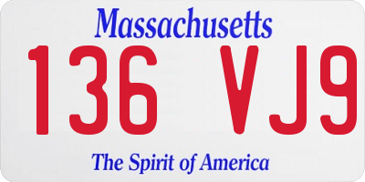 MA license plate 136VJ9
